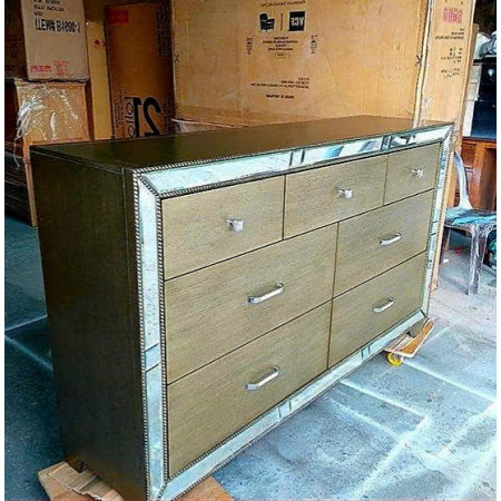 B1680 - 1 Cosette : Tủ 7 Ngăn Kéo + Kính Đính Đồng